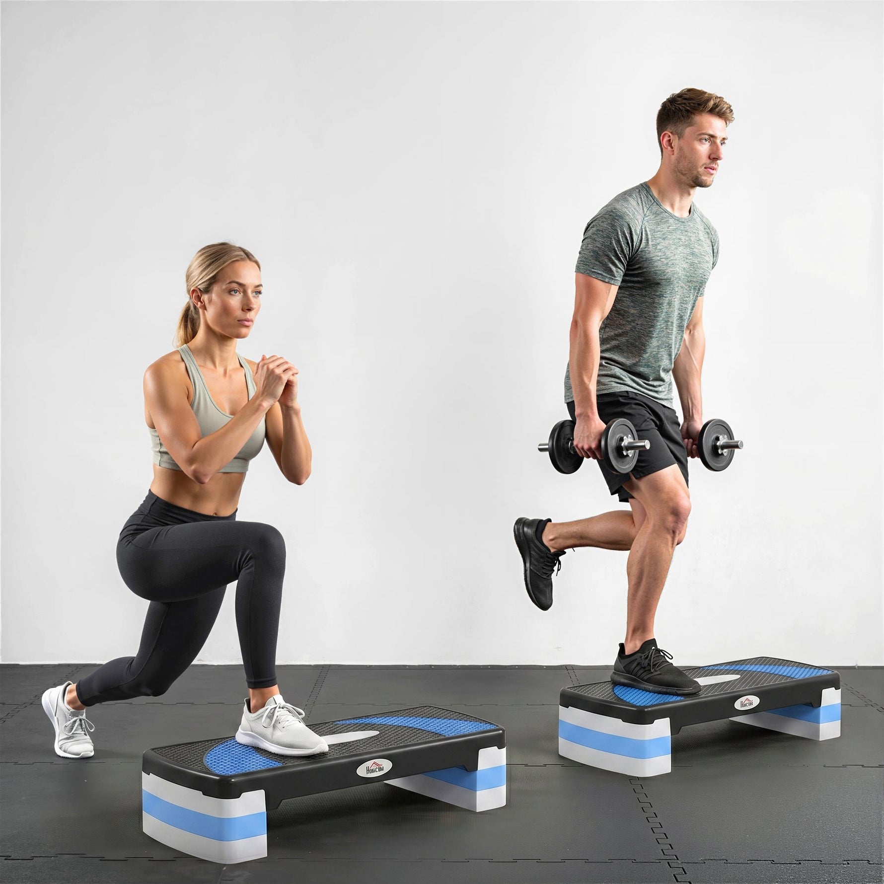 Stepper Fitness Aérobic hauteur réglable 10/15/20 cm surface antidérapante 80 x 31 x 20 cm noir bleu