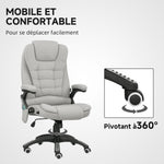 Fauteuil de bureau massant et chauffant chaise de bureau avec hauteur réglable dossier inclinable et télécommande gris