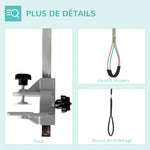 Bras de toilettage pliable pour animaux de compagnie en acier inoxydable avec collier de serrage pour chiens de grande et petite taille hauteur réglable max. 74 cm