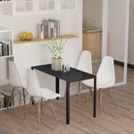 Mesa de comedor para 4 personas, mesa de cocina con tablero de vidrio templado y patas de metal, 120x60x75cm, negro