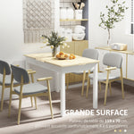 Table de salle à manger design moderne bicolore avec grand plateau 4-6 personnes en bois dim. 119L x 70l x 75H cm