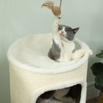 3-laagse binnenkattenmand, kattentoren met sisal krabpaal Ø 40 x 80 cm, crème