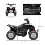 Quad électrique enfant 6 V, vitesse de 2,8 km/h, phares LED, klaxon, poignée et selle ergonomique, noir