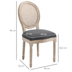 Lot de 4 chaises de Salle à Manger - Chaise de Salon médaillon Style Louis XVI - Bois Massif sculpté, patiné
