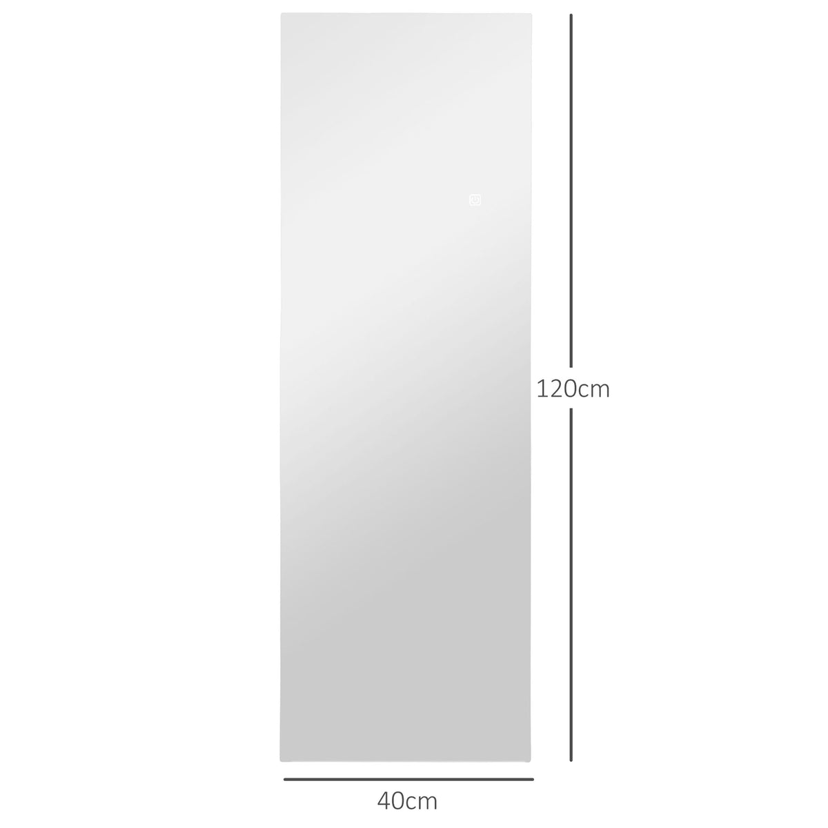 Grand miroir mural LED miroir pleine longueur 3 couleurs de lumière réglables fonction mémoire 120 x 40 cm transparent
