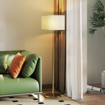 Lampadaire sur pied salon, lampe sur pied dimmable avec télécommande, abat-jour en lin, hauteur réglable 133-168cm, doré