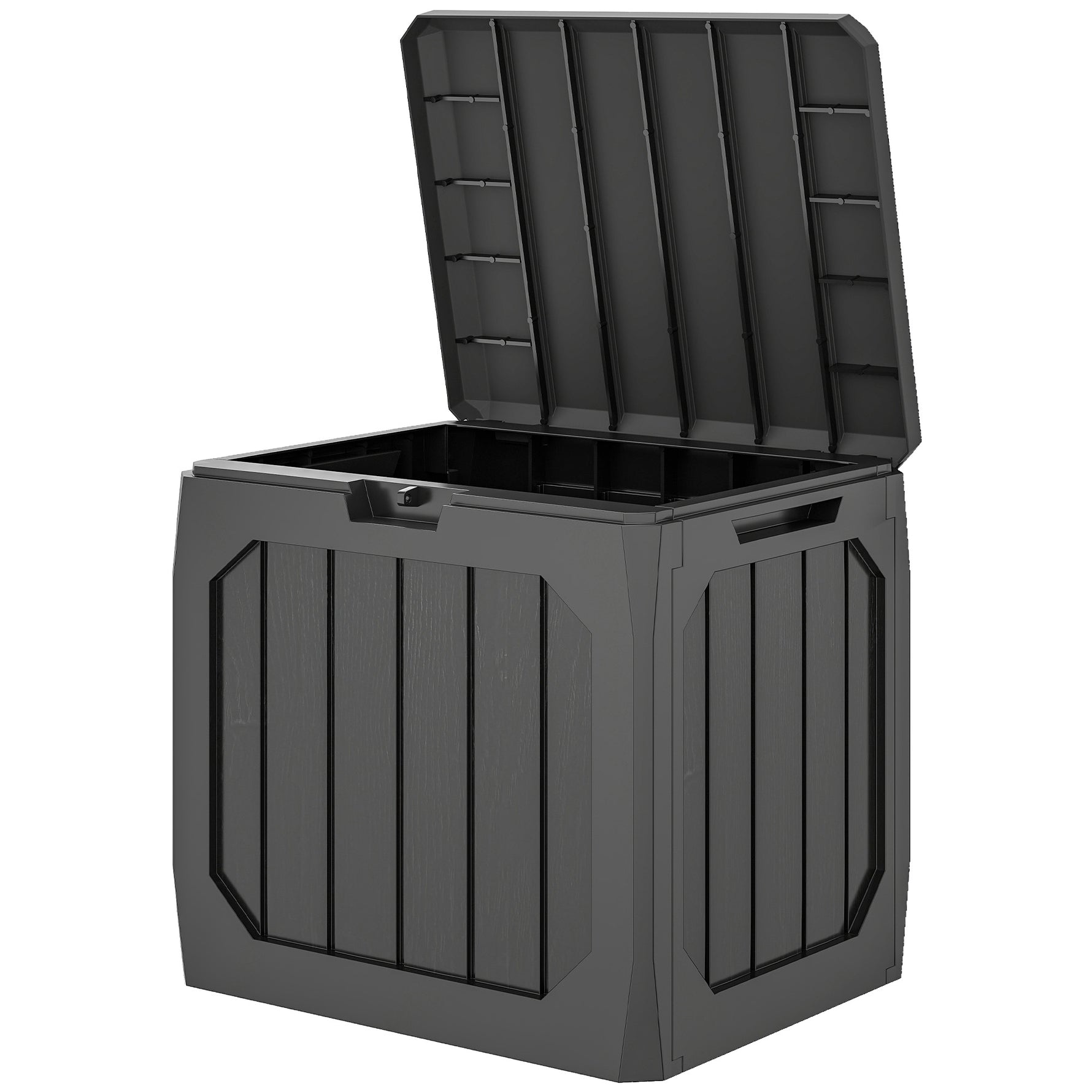 Coffre de rangement exterieur 121L, coffre de jardin avec poignées, conteneur étanche, 56 x 45 x 53 cm, noir