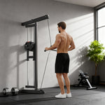 Appareil de musculation mural, station de traction, poulie haute et basse, 2 poulies, en acier, 75 x 16 x 192 cm, noir
