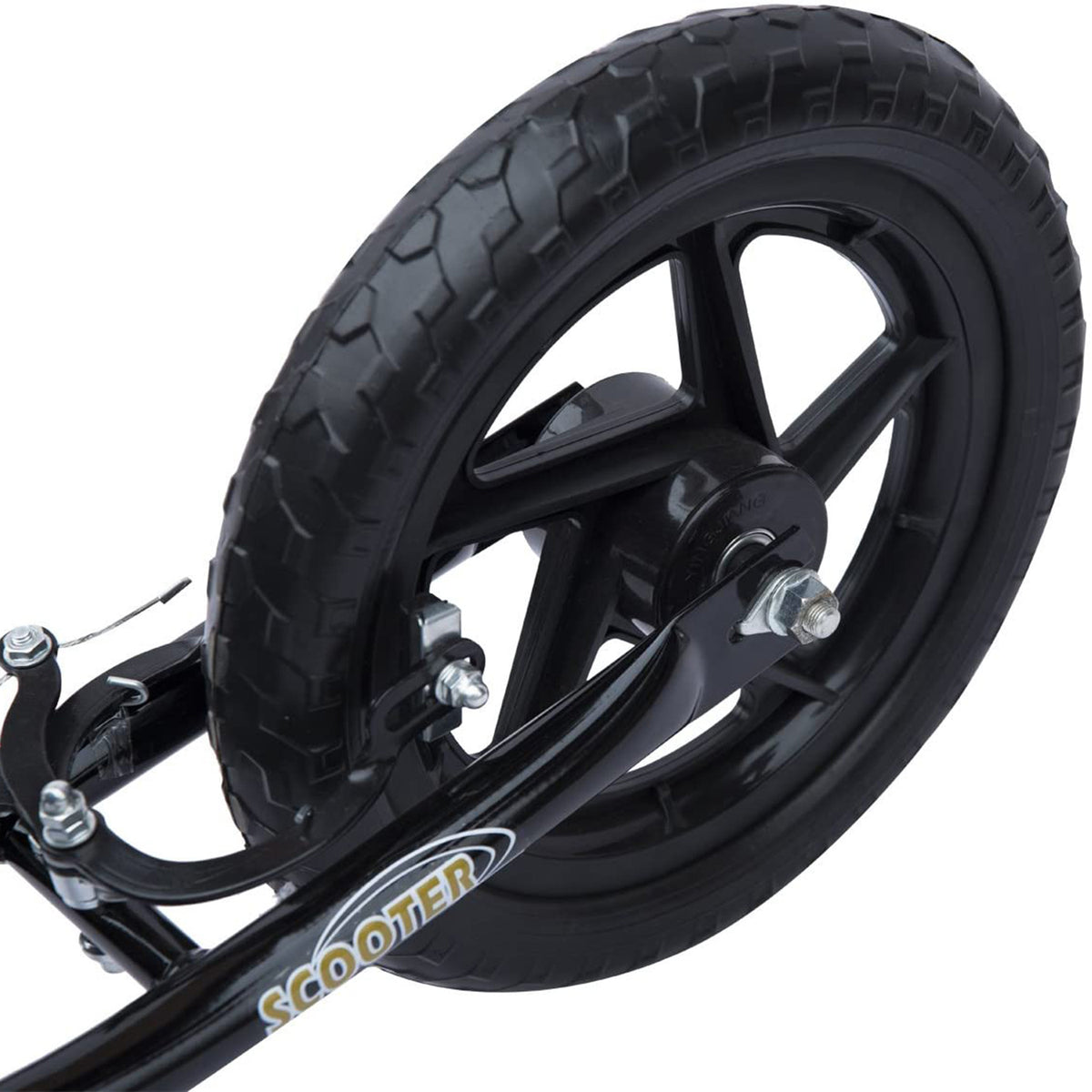 Trottinette enfant patinette pneus 30 cm Hauteur Guidon réglable poignée Frein et béquille Acier pour enfants à partir de 5 ans Noir
