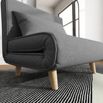 Fauteuil convertible 1 place, fauteuil-lit chauffeuse 3 en 1, dossier réglable, oreiller, tissu en lin, 94x78x80cm, gris