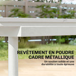 Table de Jardin Rectangulaire pour 4-6 Personnes, Plateau en WPC et Cadre en Métal, Pieds Réglables, 140x80x75cm, Blanc