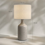 Lampe de Table avec Base en Céramique et Abat-Jour en Lin, Lampe de Chevet Rétro avec Culot E27, Blanc et Sable