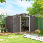 Abri de jardin 5,4 m² 2,77 x 1,95 x 1,92 m kit de fondation porte coulissante ventilations acier galvanisé, gris