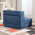 Fauteuil convertible 1 place fauteuil lit pliant, coussin inclus, pour invités, salon, petit espace, charge 120 kg, bleu
