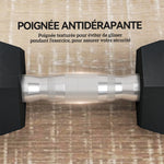 Ensemble d'haltères courtes, lot de 2 haltères hexagonaux recouverts de caoutchouc, acier noir