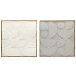 Lot de 2 tableaux abstraits 3D, décoration murale en bois géométrique, pour salon, chambre, bureau, 80 x 80 cm, blanc