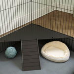 Cage pour petits animaux 2 en 1 avec dessus amovible enclos lapin 2 zones séparées rampe 121 x 61 x 61 cm en acier noir
