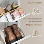 Zapatero para 18 pares, armario estrecho con 3 puertas abatibles y estantes ajustables, blanco