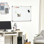 Tableau blanc magnétique cadre aluminium 90 x 60 cm avec feutres, effaceur et aimants