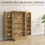 Credenza da cucina mobiletto dispensa con 12 ripiani con ante ripiani regolabili 60 x 30 x 104 cm effetto legno naturale