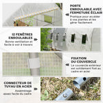 Serra da giardino a tunnel di grandi dimensioni con telo in PE, struttura in acciaio, porta avvolgibile e 12 finestre, 8 x 3 x 2 m, bianca