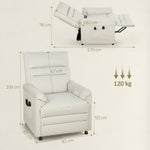 Fauteuil relax électrique massant et chauffant, fauteuil inclinable, repose-pieds, moteur silencieux, 82x99x106cm, crème