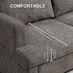 Canapé 2 places 120 cm avec coussins de dossier amovibles, tissu chenille pour salon, chambre, bureau, gris foncé