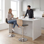 Lot de 2 tabourets de bar chaises de bar réglable en hauteur dossier repose-pieds pivotant 360° 41x47,5x81-102cm gris