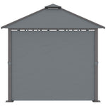 Tonnelle de jardin pour terrasse avec 4 parois latérales double toit protection solaire 3 x 3 m gris