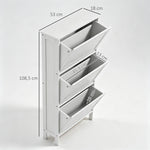 Meuble à Chaussures 6 Paires, Armoire à Chaussures Étroite Moderne, 3 Tiroirs Rabattables et Portes Persiennes, Blanc