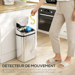 Poubelle à capteur de mouvement ouverture automatique 1 bac de 30 L en acier inoxydable