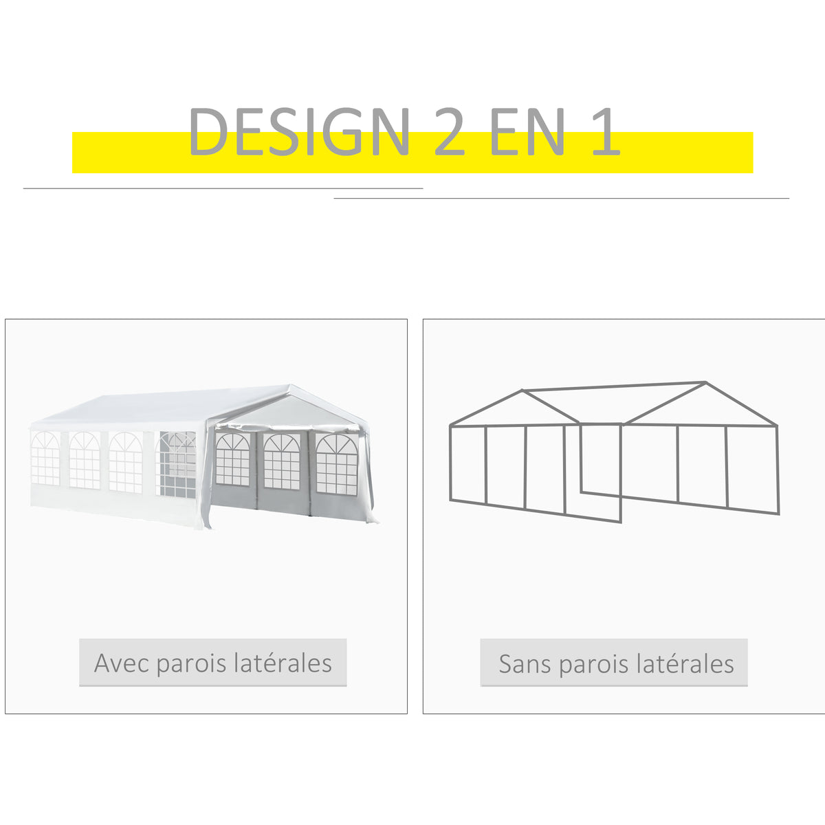 Gazebo Tendone per Ricevimenti da Giardino in PE Impermeabile con Tubi in Acciaio 7,98L x 3,92P x 2,8A m Bianco Nuovo 14