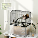 Cage hamster cage rongeur 3 étages avec roulettes plate-forme et échelle en fil d'acier 57 x 43 x 74 cm noir