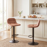 Lot de 2 Tabourets de Bar en Cuir PU, Rétro-Industriel, Hauteur Réglable, Pivotant 360°, 40x41,5x76-98cm, Marron Foncé