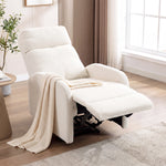 Fauteuil Relax Inclinable, Fauteuil de Relaxation en Peluche Teddy, Assise à Ressorts, Accoudoirs Rembourrés, Crème