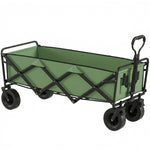 Chariot de Jardin Pliable 130L avec Roues, Remorque Robuste avec Freins, Poignée Réglable, vert