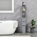 Mobile a colonna per bagno armadietto da bagno con cassetti ripiani a giorno mobiletto 15 x 33 x 136,8 cm grigio