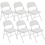 Lot de 6 chaises pliantes chaises de salle à manger portables cadre en acier 45 x 46 x 78 cm blanc