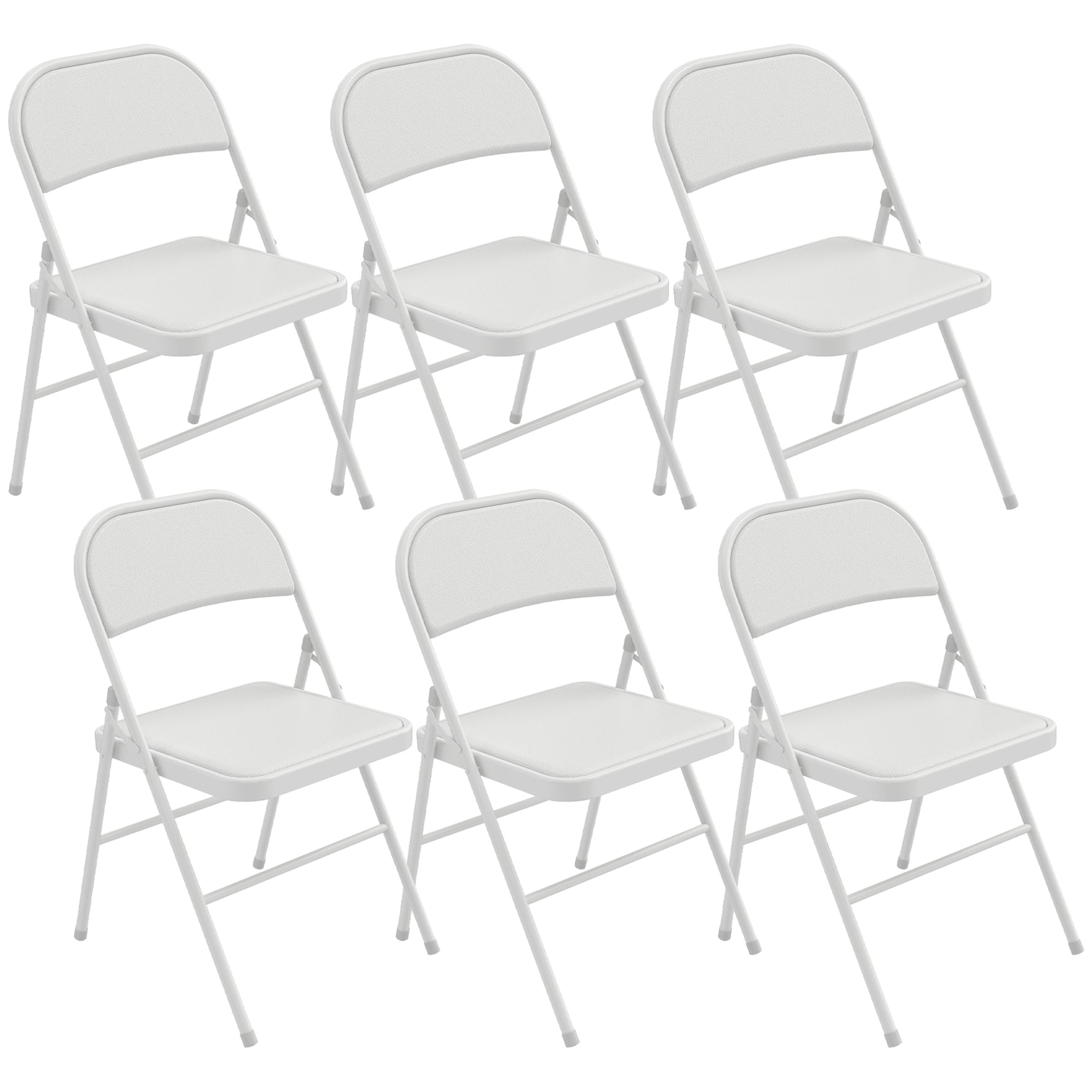 Lot de 6 chaises pliantes chaises de salle à manger portables cadre en acier 45 x 46 x 78 cm blanc