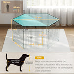 Parc pour chien, enclos chien 6 panneaux avec toit, modulable et pliable, enclos portable 60H cm avec porte, clôture pour chat, chiens de petit taille, intérieur et extérieur, argent, vert