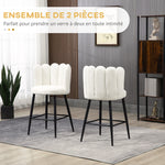 2er-Set Barhocker mit Fußstütze Stahl Stoff in Bouclé-Optik Höhe 65 cm Creme Schwarz