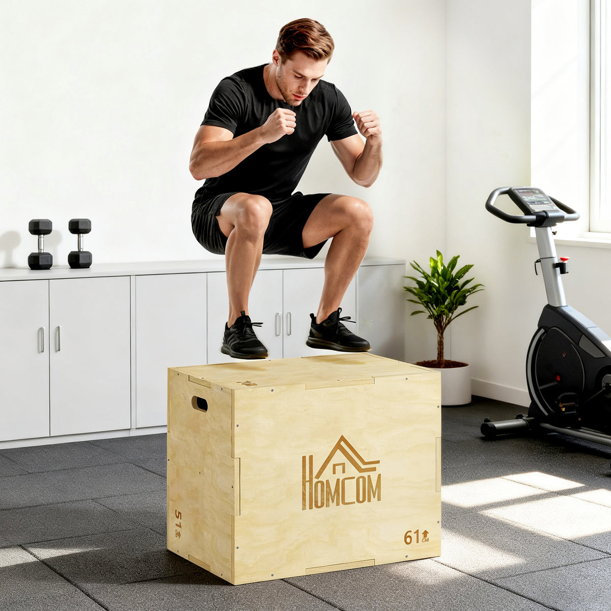 3-in-1 Plyo-Box aus Holz, Plyometrie-Trainingsgerät für Fitness, Krafttraining und Cross-Training, 51/61/76 cm