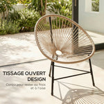 Lot de 2 Fauteuils de Jardin Acapulco Résine Tressée, Structure Triangulaire en Acier, Charge 120 kg, 72x68x81cm, Naturel