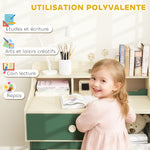 Ensemble bureau et chaise pour enfant avec étagères de rangement et tiroir, mobilier pour enfants de 3 à 10 ans, vert