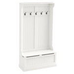Meuble d'entrée avec banc porte manteaux 3 en 1 5 crochets banc de rangement pour salon couloir 96 x 34 x 179,7 cm crème