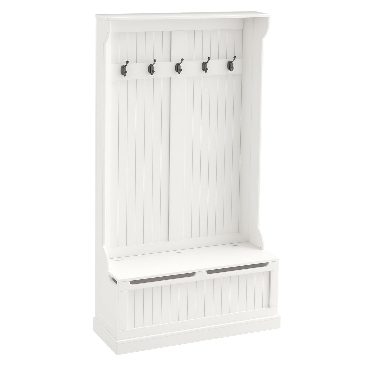Meuble d'entrée avec banc porte manteaux 3 en 1 5 crochets banc de rangement pour salon couloir 96 x 34 x 179,7 cm crème