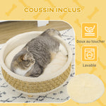 Panier rond chien sur pieds style cosy chic grand confort coussin moelleux intégré Ø 48 x 24,5H cm beige