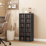 Lot de 2 étagères colonnes armoire de rangement CD-DVD 12 compartiments 21 x 22,5 x 88,5 cm capacité 204 CD noir