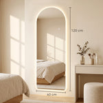 Grand miroir mural 120 x 40 cm avec éclairage LED miroir arqué, intensité variable et 3 couleurs d'éclairage transparent