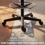 Chaise bureau ergonomique, fauteuil de bureau avec repose-pieds et accoudoirs, hauteur réglable, 59x58x103-123cm, noir